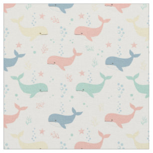 Pastel Walvis Fantasievolle Zee Dieren Print Stof