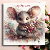 Pastel Ware Liefde Waterverf Mouse Valentijn Feestdagenkaart