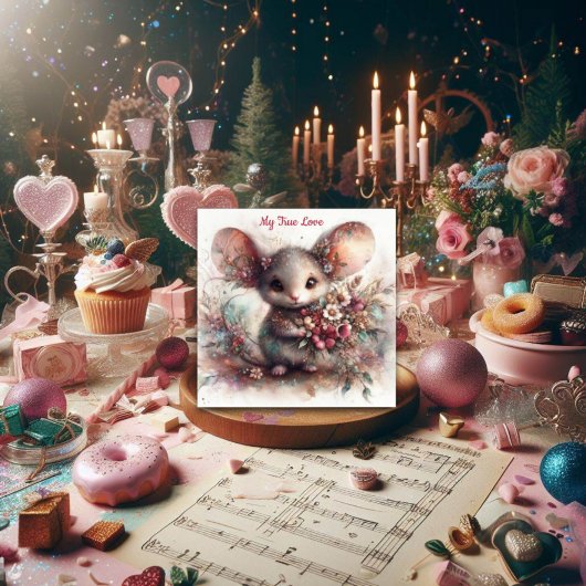 Pastel Ware Liefde Waterverf Mouse Valentijn Feestdagenkaart