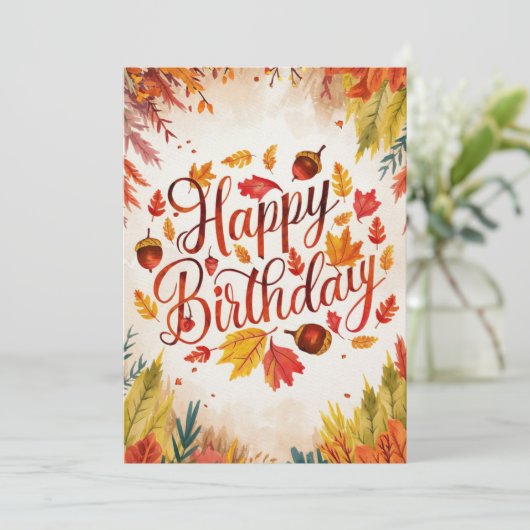 Pastel  Warm Herfst Herfst Happy Birthday Kaart (Staand voorkant)