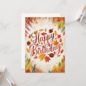 Pastel  Warm Herfst Herfst Happy Birthday Kaart (Voorkant / Achterkant in situ)