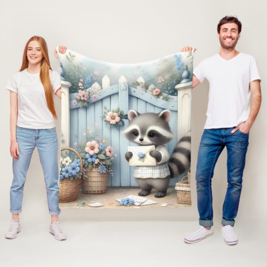 Pastel Wasbeer Brieven Tuin Fleece Deken (In situ)