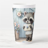 Pastel Wasbeer Brieven Tuin Latte Mok (Voorkant)