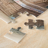 Pastel Wasbeer Brieven Tuin Legpuzzel (Zijkant)