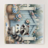 Pastel Wasbeer Brieven Tuin Legpuzzel (Horizontaal)