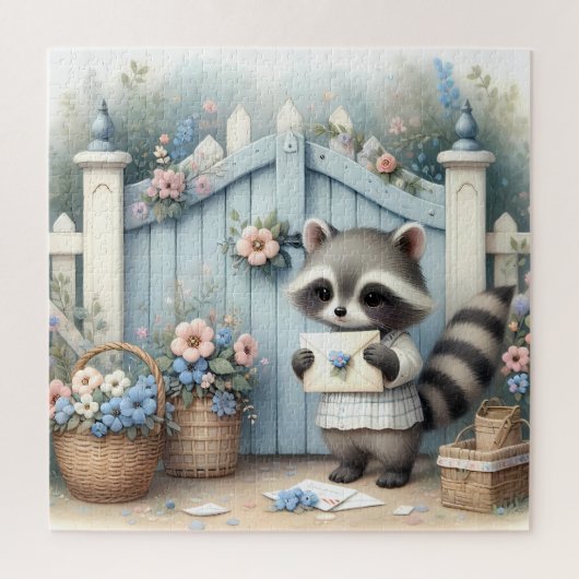 Pastel Wasbeer Brieven Tuin Legpuzzel (Verticaal)