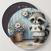Pastel Wasbeer Brieven Tuin Ronde Button 6,0 Cm (Voorkant /achterkant)
