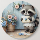 Pastel Wasbeer Brieven Tuin Ronde Button 6,0 Cm (Voorkant)