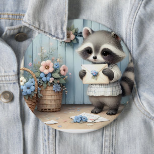 Pastel Wasbeer Brieven Tuin Ronde Button 6,0 Cm