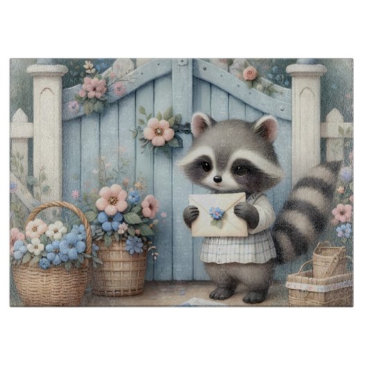 Pastel Wasbeer Brieven Tuin Snijplank (Voorkant)