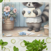 Pastel Wasbeer Brieven Tuin Theedoek (Gevouwen)