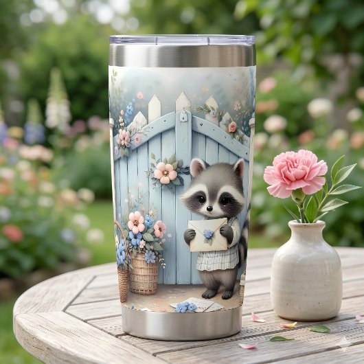 Pastel Wasbeer Lettertuin Geïsoleerde Drinkbeker