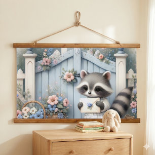 Pastel Wasbeer Lettertuin Hangend Wandkleed