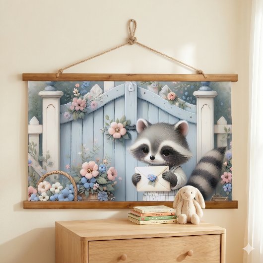 Pastel Wasbeer Lettertuin Hangend Wandkleed