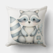 Pastel Wasbeerhuisje Neutrale Boslandschaps Scene Kussen (Voorkant)