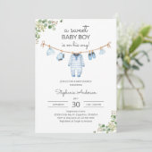 Pastel Waslijn Baby Shower Kaart (Staand voorkant)