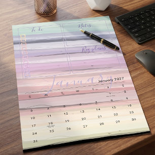 Pastel Watercolor Abstract Boho Kantoor Bureaublad Kalender