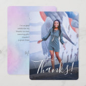 Pastel Watercolor Achtergrond Volledige Foto Paars Bedankkaart (Voorkant / Achterkant)