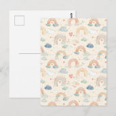 Pastel Watercolor Baby Announcement Card | Rainbow Briefkaart (Voorkant / Achterkant)