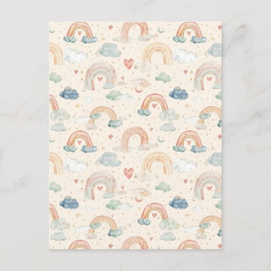 Pastel Watercolor Baby Announcement Card | Rainbow Briefkaart (Voorkant)