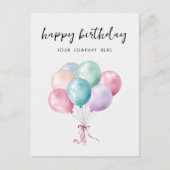 Pastel Watercolor Ballonnen Zakelijk Gelukkig Verj Briefkaart (Voorkant)