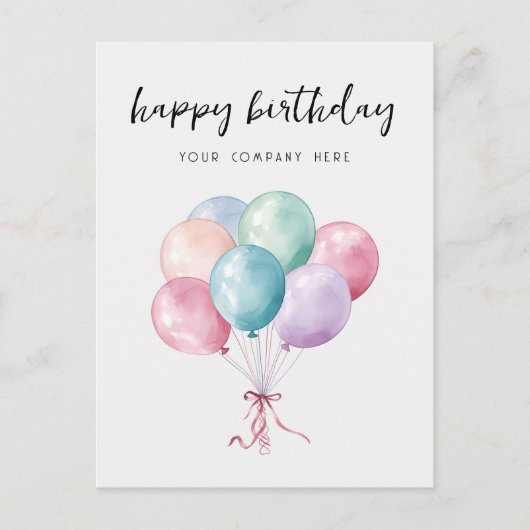 Pastel Watercolor Ballonnen Zakelijk Gelukkig Verj Briefkaart (Voorkant)