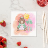 Pastel Watercolor Bear Birthday Napkin Servet (Insitu)