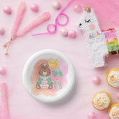 Pastel Watercolor Bear Birthday Party Plate Papieren Kommen (Feest)