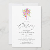 Pastel Watercolor Bloem Baby Doopfeest Kaart (Voorkant)