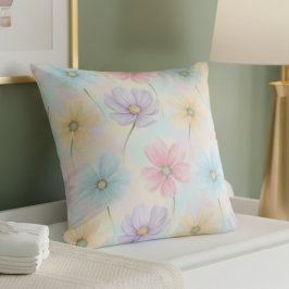 Pastel Watercolor Bloem Kussen