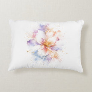 Pastel Watercolor Bloem met Gouden Accenten Kunst Accent Kussen