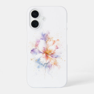 Pastel Watercolor Bloem met Gouden Accenten Kunst iPhone 16 Hoesje