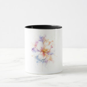 Pastel Watercolor Bloem met Gouden Accenten Kunst Mok