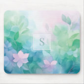 Pastel Watercolor Bloem Monogram Muismat (Voorkant)