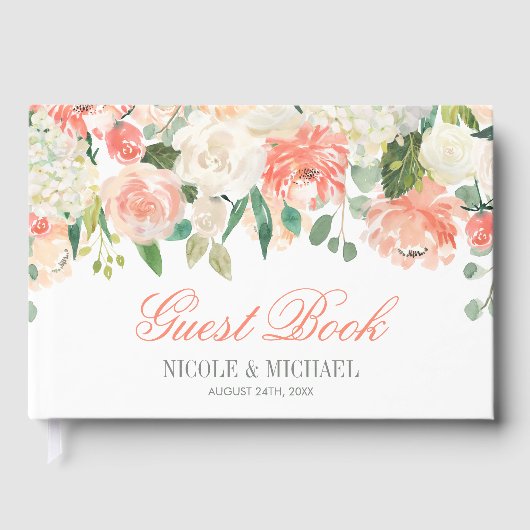 Pastel Watercolor Bloemen Bruiloft Gastenboek (Voorkant)