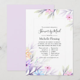 Pastel Watercolor Bloemen Bruiloftsuitnodiging per Kaart