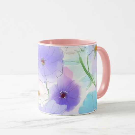 Pastel Watercolor Bloemen Combo Mok (Voorkant rechts)