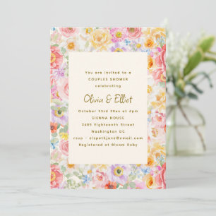 Pastel Watercolor Bloemen Cute Couples Baby Shower Kaart
