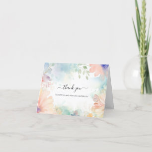 Pastel Watercolor Bloemen Trouw Dankkaart Bedankkaart