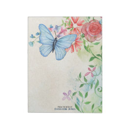 Pastel Watercolor Bloemen & Vlinder | Perkament Notitieblok