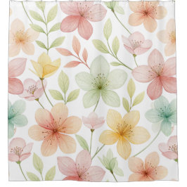 "Pastel Watercolor Bloemengordijn voor de Douche – Douchegordijn