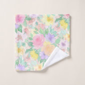 Pastel Watercolor Bloemmotief – Zachte Lente Bad Handdoek (Wasdoekje)