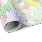 Pastel Watercolor Bloemmotief – Zachte Lente Cadeaupapier (Rol Hoek)