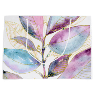 Pastel Watercolor Botanische Bladeren Spiraal Note Groot Cadeauzakje
