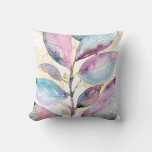 Pastel Watercolor Botanische Bladeren Spiraal Note Kussen