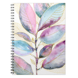 Pastel Watercolor Botanische Bladeren Spiraal Note Notitieboek