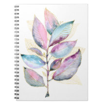 Pastel Watercolor Botanische Bladeren Spiraal Note
