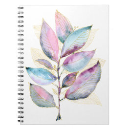 Pastel Watercolor Botanische Bladeren Spiraal Note Notitieboek