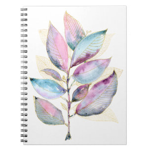Pastel Watercolor Botanische Bladeren Spiraal Note Notitieboek