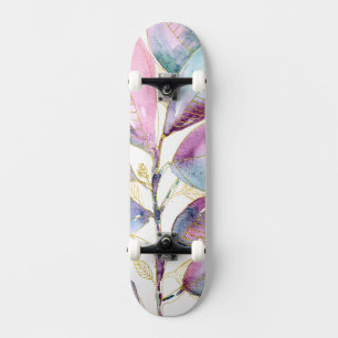 Pastel Watercolor Botanische Bladeren Spiraal Note Persoonlijk Skateboard